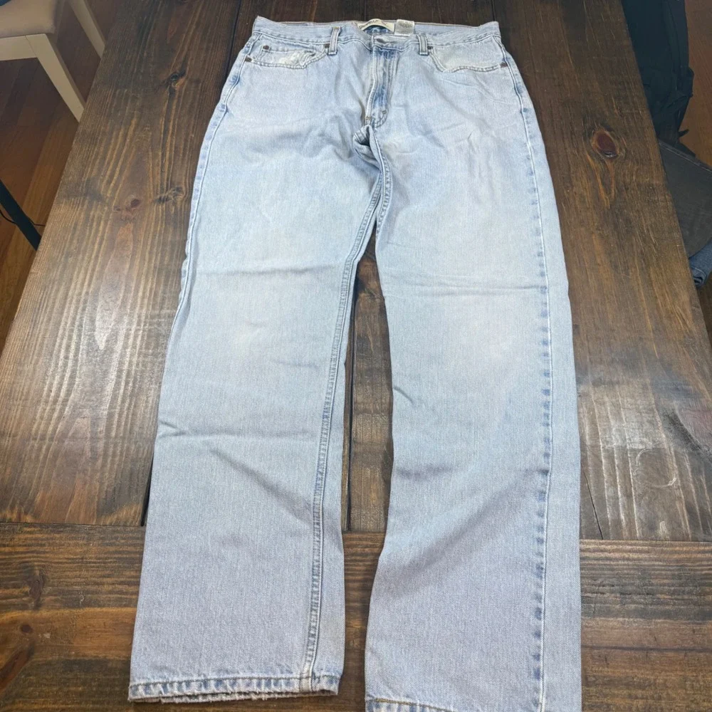 Levis 505 Regular Fit Jeans Light Wash Blue Denim Mens W36 L34 Straight Leg 00s - Picture 4 of 11